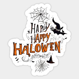 Happy Halloween typography poster with handwritten calligraphy text illustration Sticker